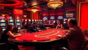 Experience the thrill of "bong da lu fun" as players engage in a lively casino blackjack game.