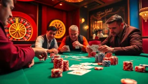 Experience the thrill at cổng 68 game bài with intense poker action and colorful casino elements.