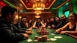 High-stakes poker action with RR88 VIP players and vibrant casino atmosphere.