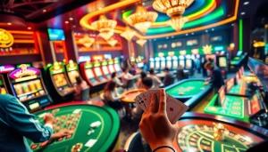 Experience the thrill of gambling action at cổng 68 game bài with lively players enjoying poker and roulette games.
