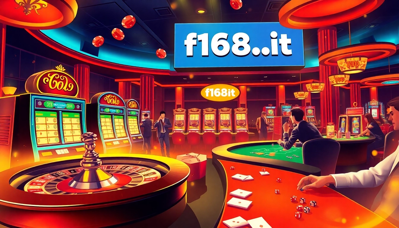 Experience thrilling wins at the f168.fit casino, showcasing vibrant roulette tables and excited players.
