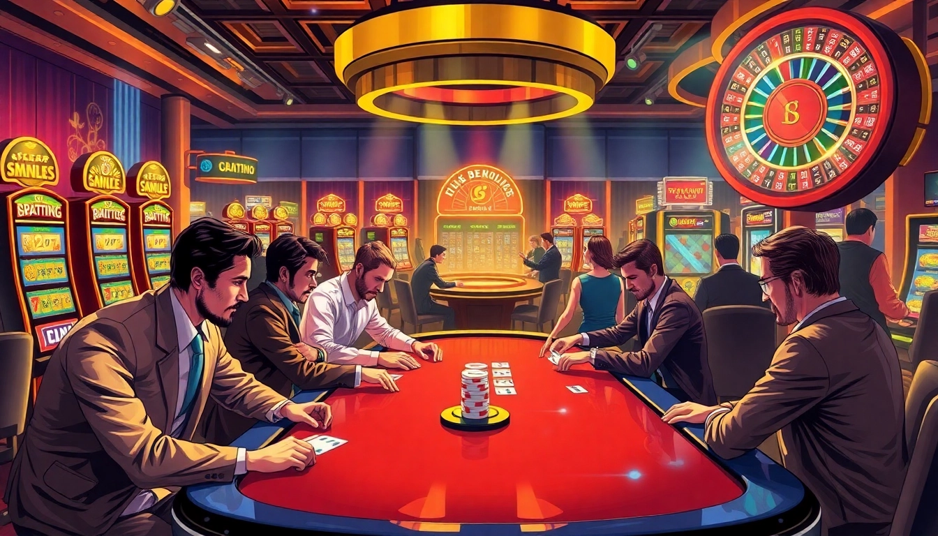 Players strategizing at a poker table in a lively casino setting at tylekeouytin.com, highlighting high-stakes action.